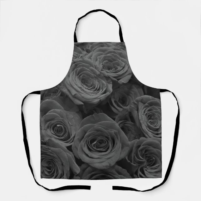 Graue Rose, graues Foto Schürze (Vorderseite)