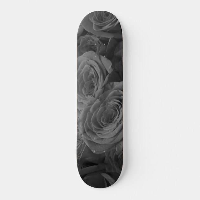 Graue Rose, graues Foto Skateboard (Vorderseite)
