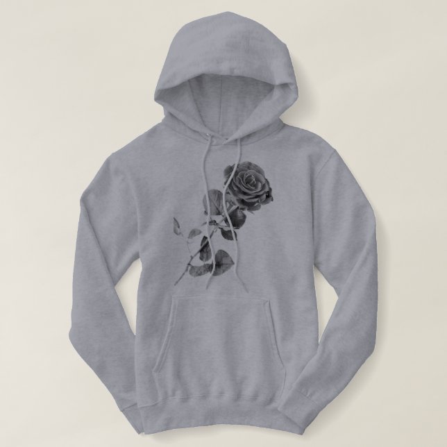 Graue Rose Hoodie (Design vorne)