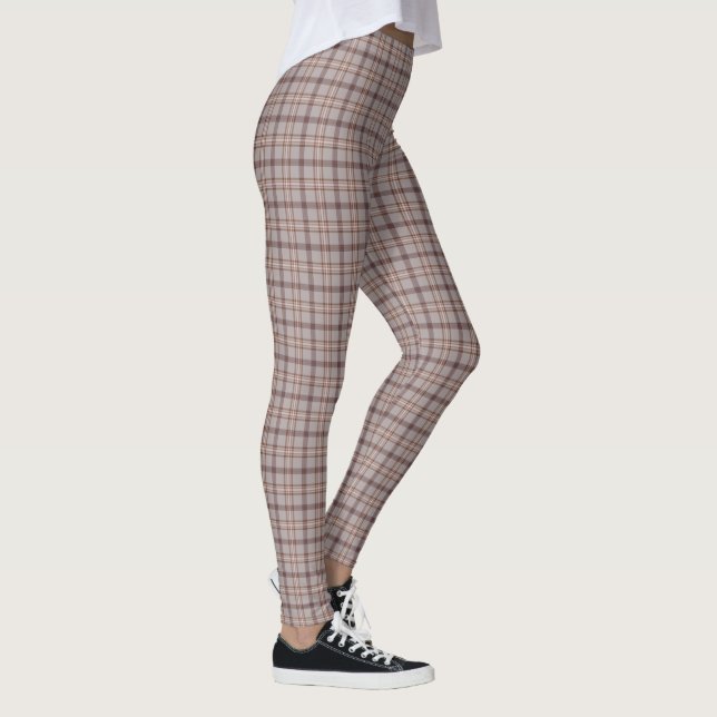 Graue Rose Karo Klassisches Muster Leggings (Rechts)