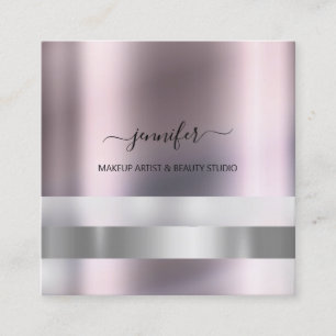 Graue Rose Makeup Artist Influencer Strip Ombré Quadratische Visitenkarte