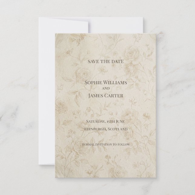 Graue Rose Save-the-Date-Karte Save The Date (Vorderseite)