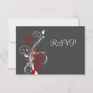 Graue, rote, weiße Blumen-RSVP-Karte RSVP Karte