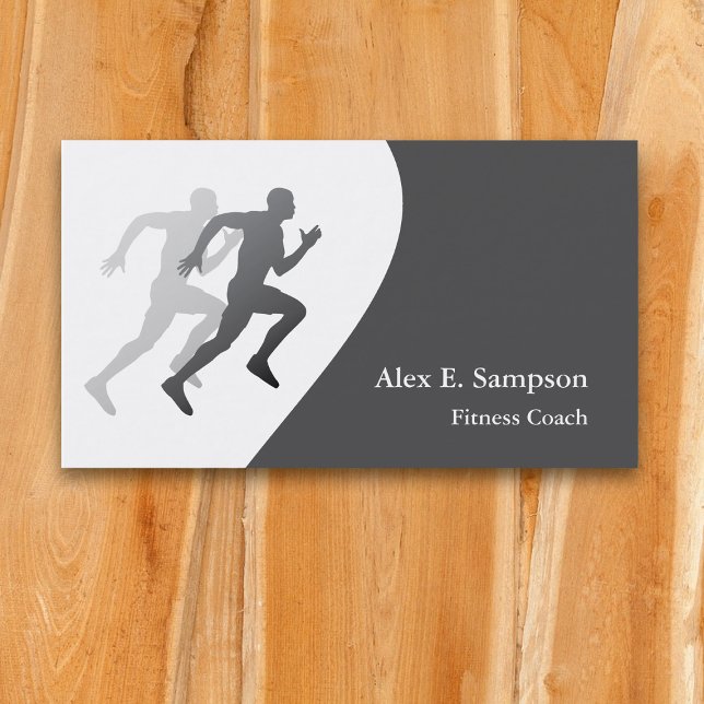 Graue Runner Fitness Coach Business Template Visitenkarte (Von Creator hochgeladen)