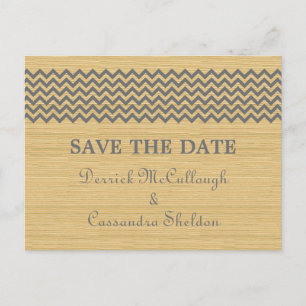 Graue rustikale Zickzack Save the Date Postkarte