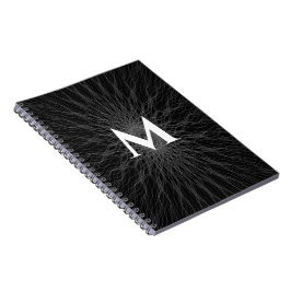 Graue Saitenwellen schwarze Monogramm Notizblock