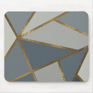 Graue Schattierungen und goldene Bronze geometrisc Mousepad