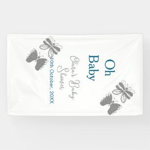 Graue Schmetterlingsblauer Babydusche - Babybett Banner