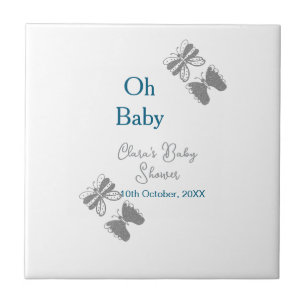 Graue Schmetterlingsblauer Babydusche - Babybett Fliese