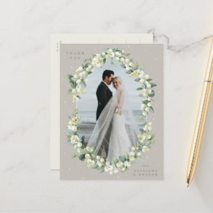 Graue Schneebeere + Eukalyptus Hochzeit Danke schö Postkarte