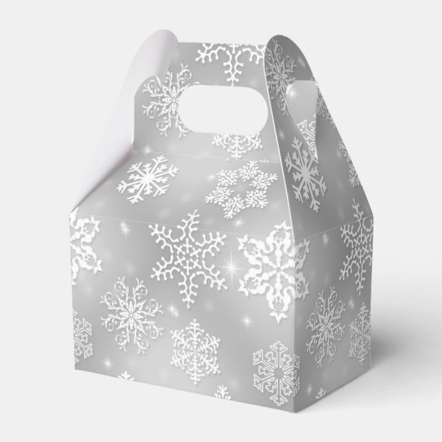 Graue Schneeflocke Geschenkschachtel (Vorderseite)