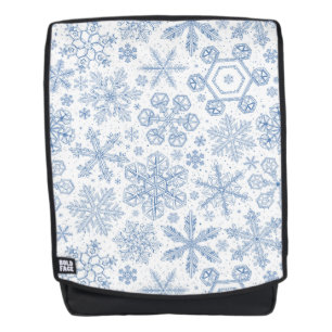 Graue Schneeflocken auf weißem Grund Rucksack