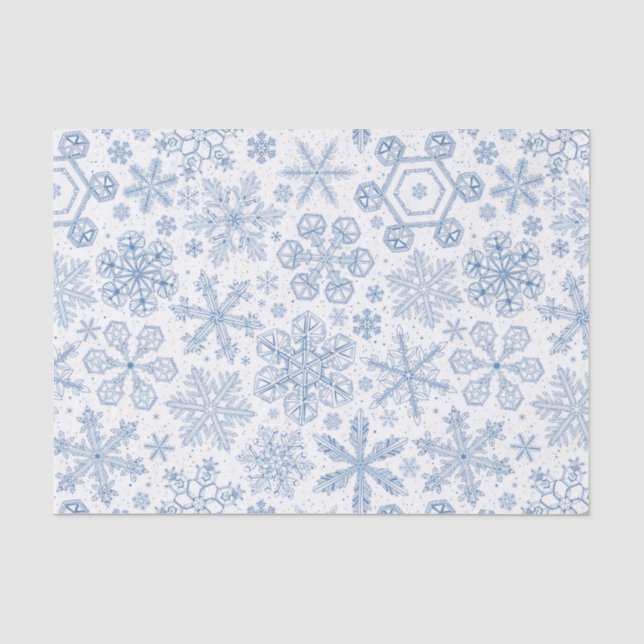 Graue Schneeflocken auf weißem Grund Seidenpapier (Vorderseite)
