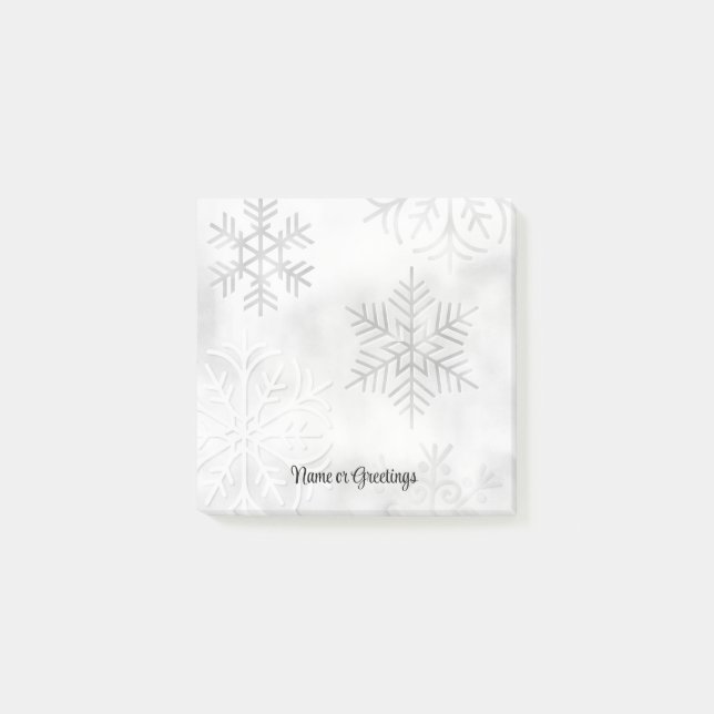 Graue Schneeflocken Snow Personal Post It Note Pad Post-it Klebezettel (Vorderseite)
