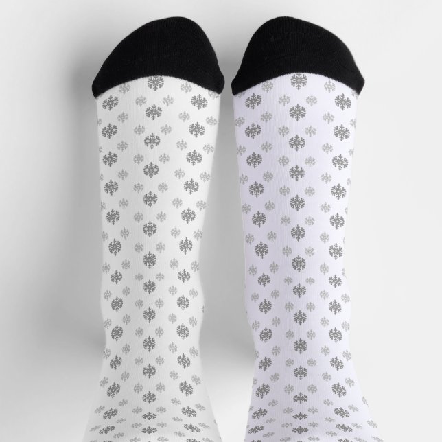 Graue Schneeflocken Socken (Oben)