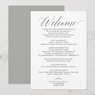 Graue Schrift Hochzeitsplan Willkommensbrief Einladung