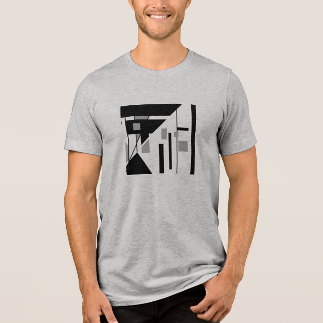 Graue schwarz geometrische Slanted MCM Abstrakt Kl Tri-Blend Shirt (Vorderseite)