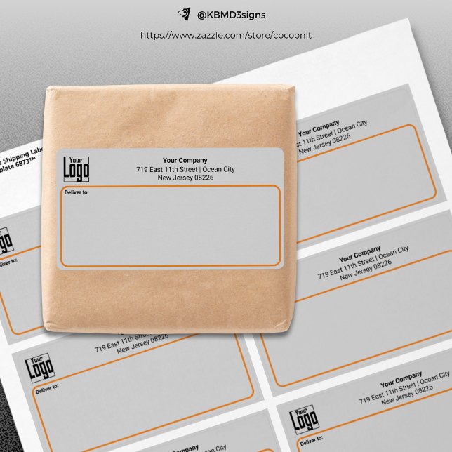 Graue schwarz-orangefarbene Firmenadresse (Gray Black Orange Custom Logo Business Address Label)