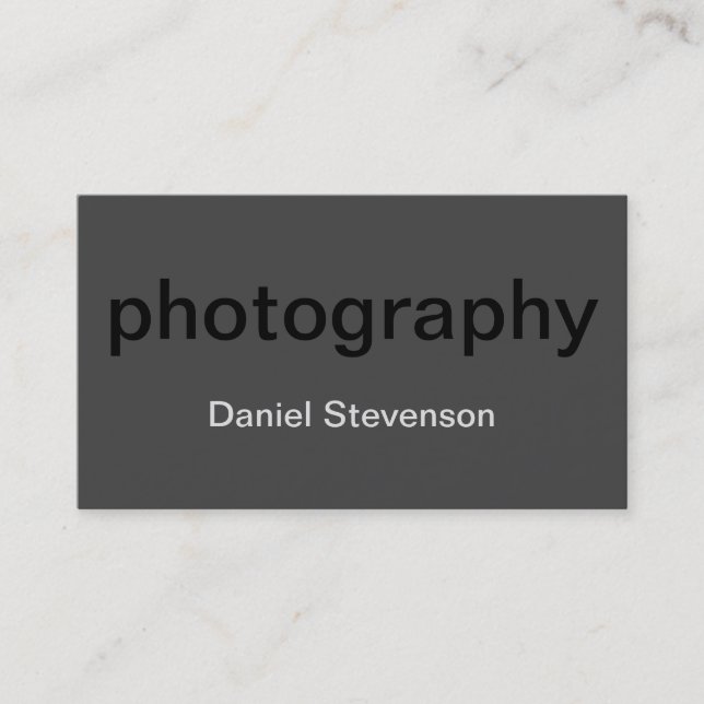 Graue Schwarz Standard Fotografy Business Card Visitenkarte (Vorderseite)