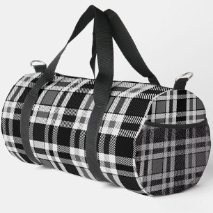 Graue Schwarz-weiße Flannel Kariertes Tartan Desig Duffle Bag
