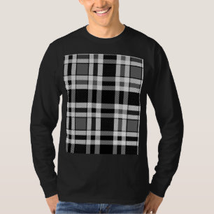 Graue Schwarz-weiße Flannel Kariertes Tartan Desig T-Shirt