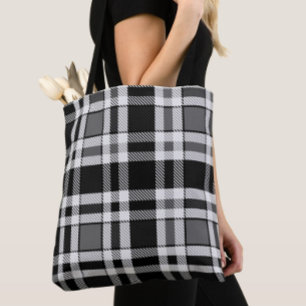 Graue Schwarz-weiße Flannel Kariertes Tartan Desig Tasche