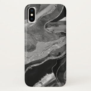 Graue Schwarz-weiße Marmorplatte Agate Silver Gli Case-Mate iPhone Hülle