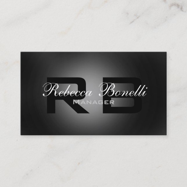 Graue Schwarz-weiße Monogram Consultant-Visitenkar Visitenkarte (Vorderseite)