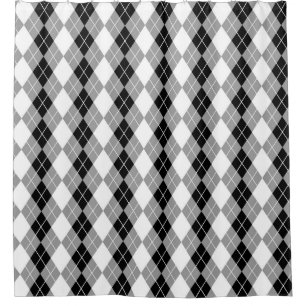 Graue Schwarz-weiße Raute Diamond Design Duschvorhang