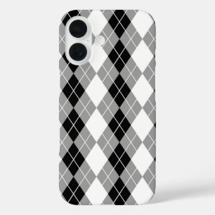 Graue Schwarz-weiße Raute Diamond Design iPhone 16 Hülle