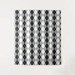 Graue Schwarz-weiße Raute Diamond Design Wandteppich