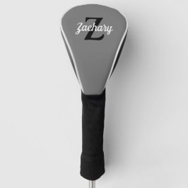 Graue Schwarz-weiße Retro-Monogramm Personalisiert Golf Headcover