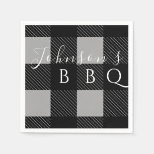 Graue schwarze Buffalo Karo GRILLEN Serviette