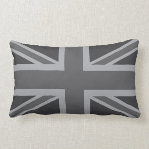 Graue schwarze klassische Flagge Lendenkissen