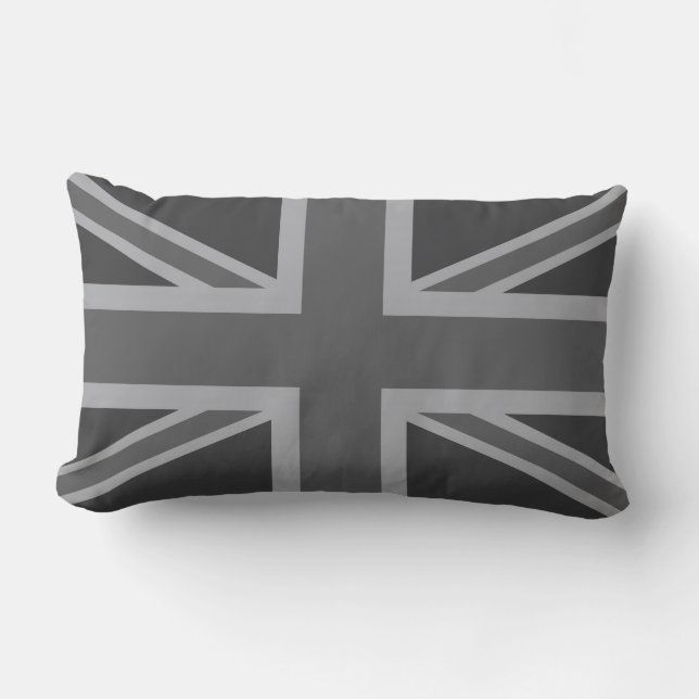 Graue schwarze klassische Flagge Lendenkissen (Vorderseite)