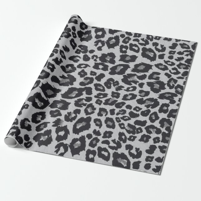 Graue schwarze Leopardenfarbe Geschenkpapier (Ungerollt)