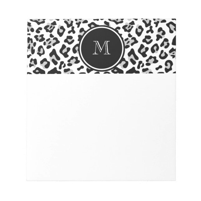 Graue schwarze Leopardenfarbe mit Monogramm Notizblock (Vorderseite)
