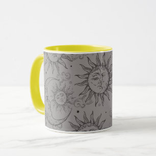 Graue Schwarze Magie Vintage Himmels Sonne Mond St Tasse