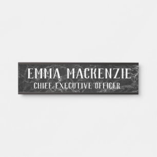 Graue schwarze Marmorplatte mit Türenschild Türschild