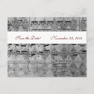 Graue Schwarze Musik Save the Date Zickzack Ankündigungspostkarte