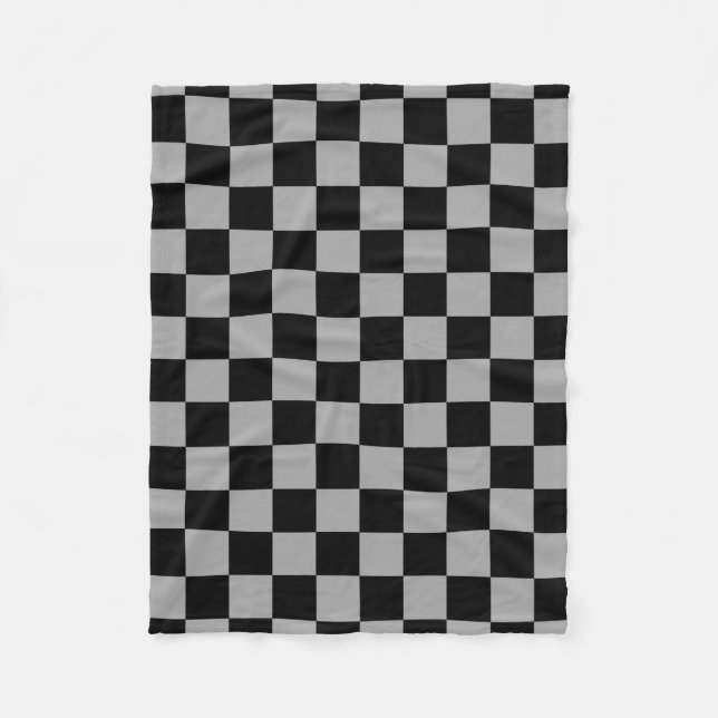 Graue schwarze Schachbretter Fleecedecke (Vorderseite)