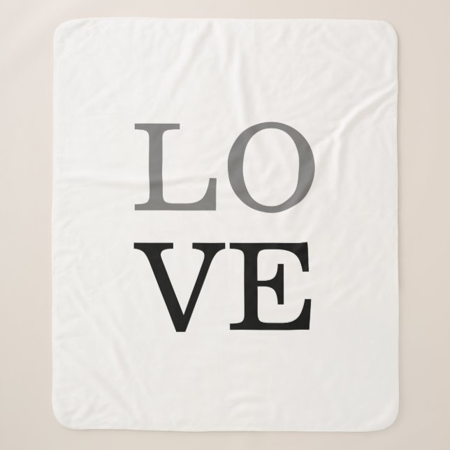 Graue schwarze Schrift Liebe Hochzeit Sherpadecke (Vorderseite)