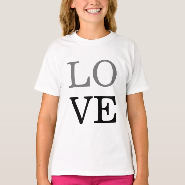 Graue Schwarze Schrift Liebe Hochzeit T-Shirt (Vorderseite)
