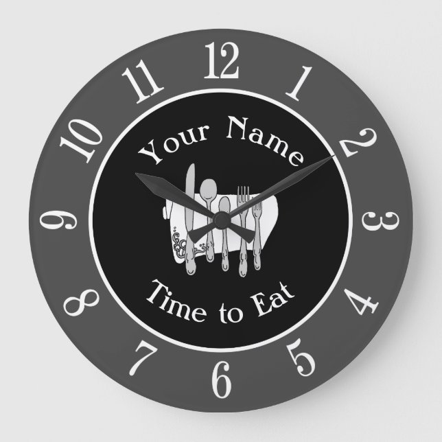 Graue schwarze Silverware benutzerdefinierte Uhr m (Vorderseite)