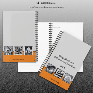 Graue, schwarze und orange Service Collage Busines Planer