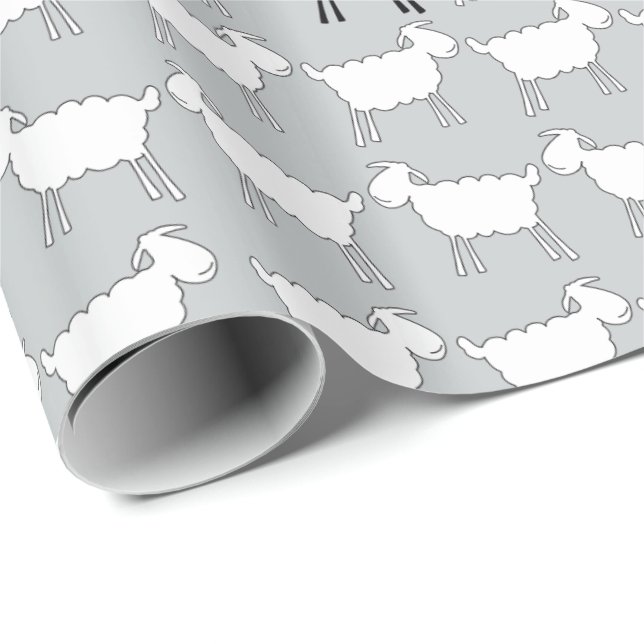 Graue Schwarzweiss-Verpackung der Vieh-Schafe Geschenkpapier (Rolleneckpunkt)