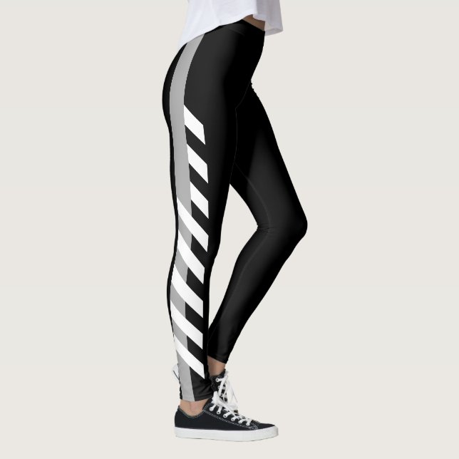 Graue Seitenstreifen-Leggings Leggings (Rechts)