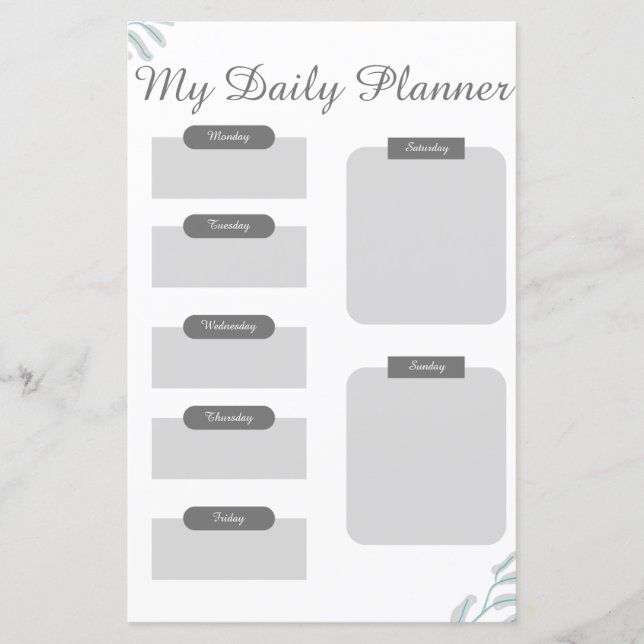 Graue Shades Minimal Daily Planer Sheet (Vorderseite)