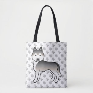 Graue sibirische Husky-Karikatur Tasche
