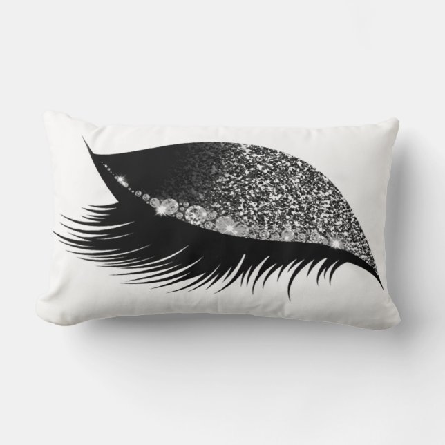 Graue Silber Glitzer Sleep Makeup Augenlider recht Lendenkissen (Vorderseite)